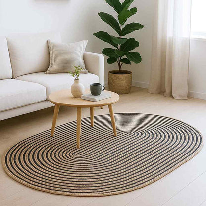 vidaXL Area Rugs Natural and Black 122 x 183 cm Jute