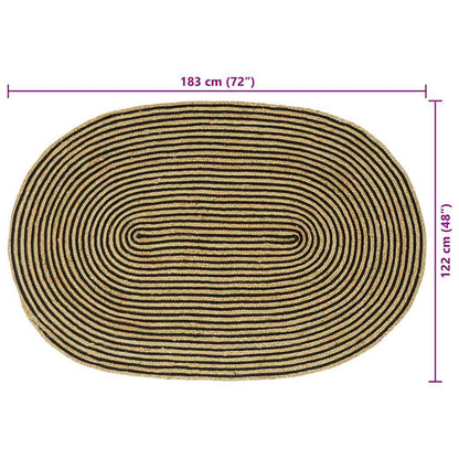 vidaXL Area Rugs Natural and Black 122 x 183 cm Jute