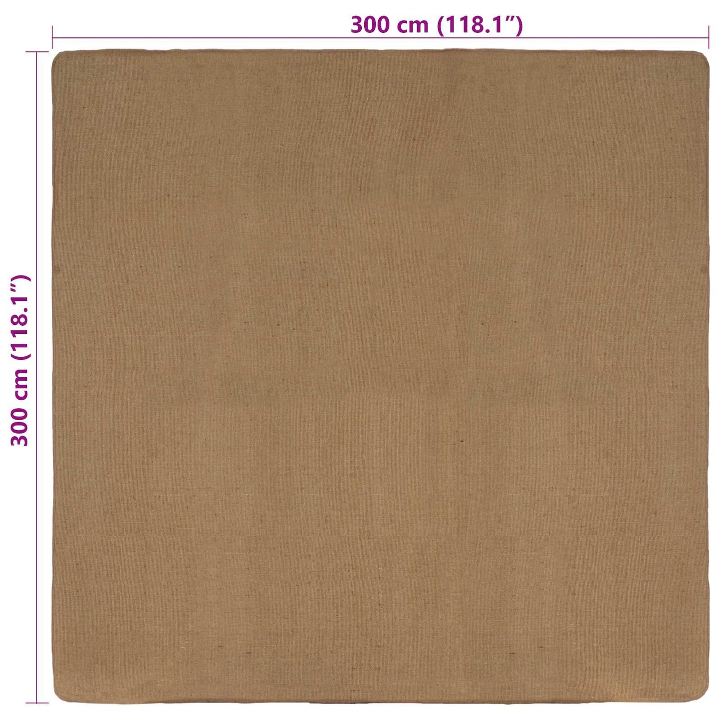 vidaXL Area Rugs Light Brown 300 x 300 cm Jute