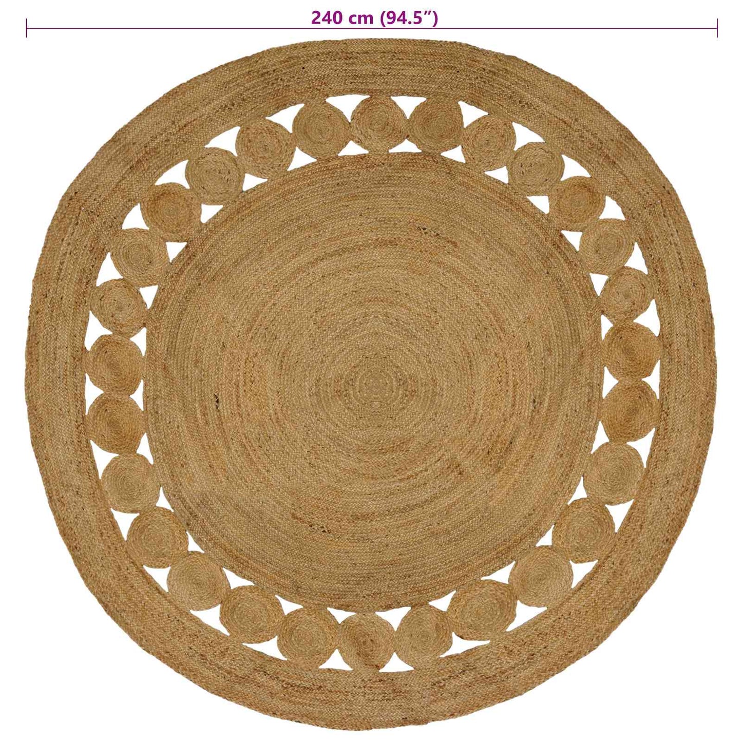 vidaXL Area Rugs Natural Ø 240 cm Jute