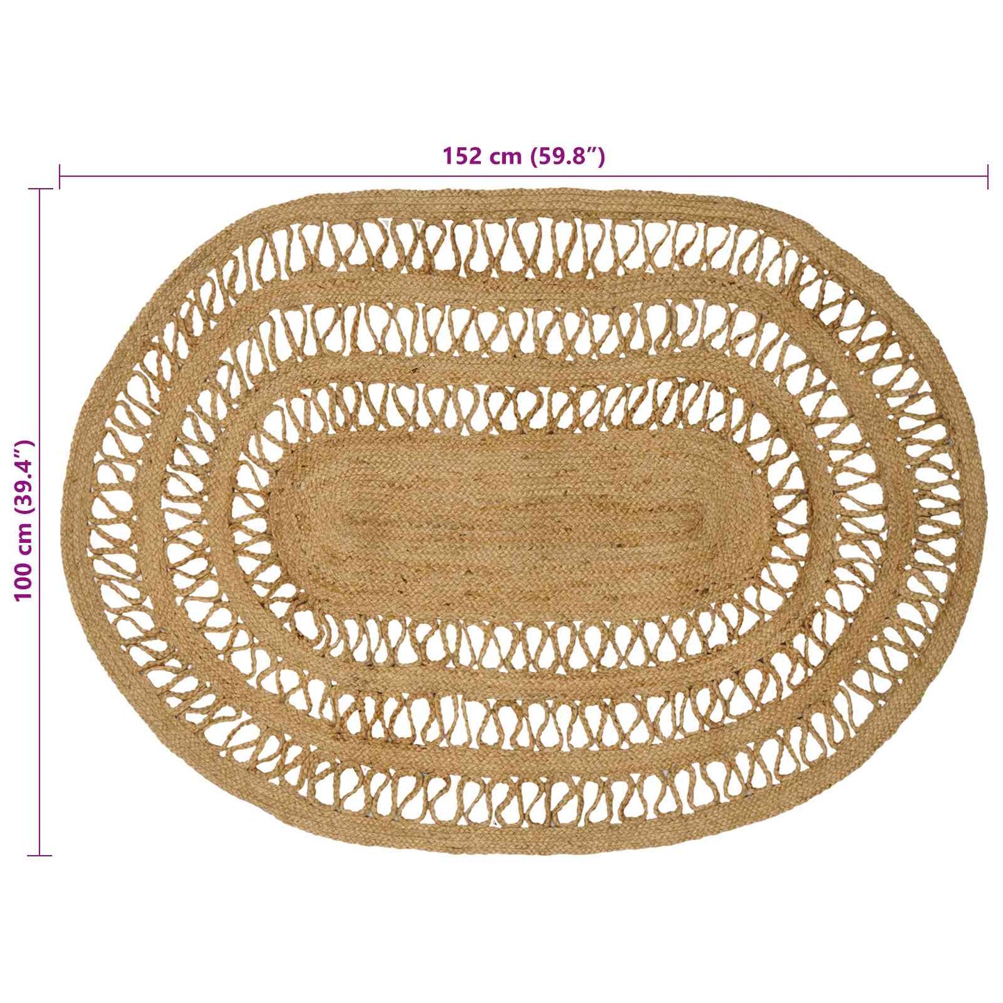 vidaXL Area Rugs Natural 100 x 152 cm Jute