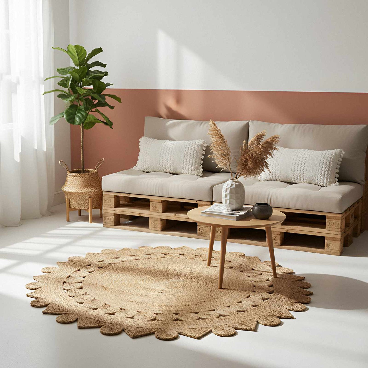 vidaXL Area Rugs Natural Ø 210 cm Jute