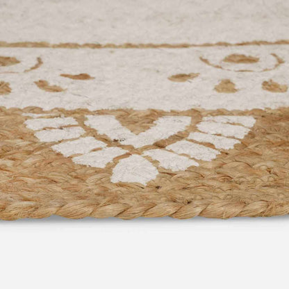 vidaXL Area Rugs Floral Natural with White Print 100 x 152 cm Jute