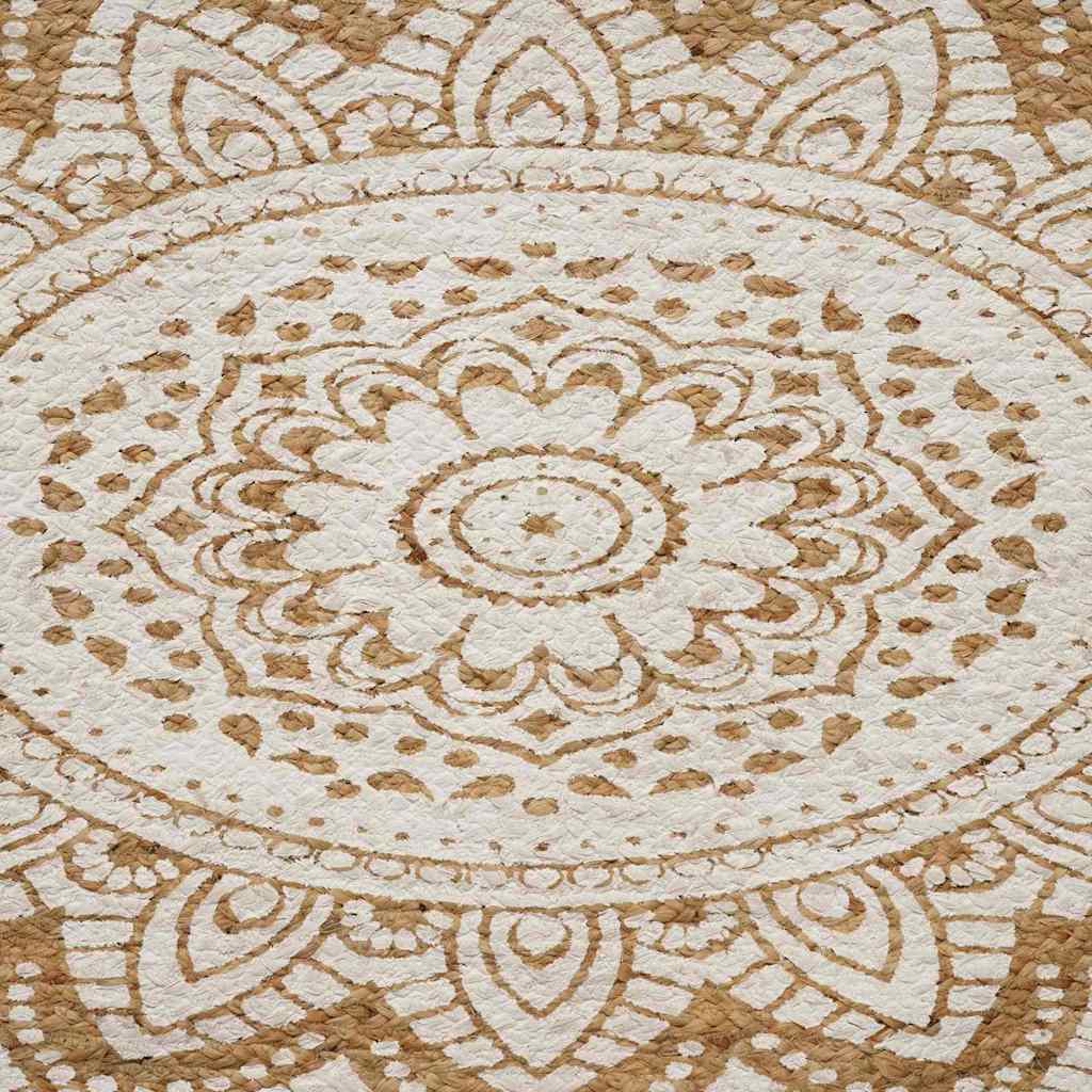 vidaXL Area Rugs Floral Natural with White Print 152 x 245 cm Jute