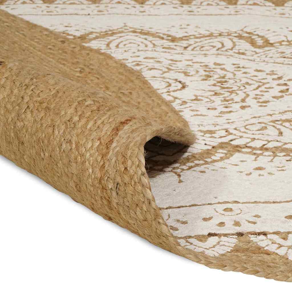 vidaXL Area Rugs Floral Natural with White Print 152 x 245 cm Jute