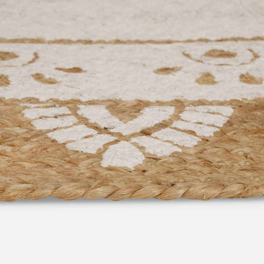 vidaXL Area Rugs Floral Natural with White Print 152 x 245 cm Jute