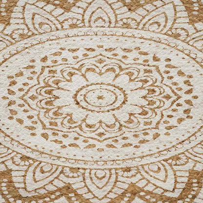vidaXL Area Rugs Floral Natural with White Print 205 x 305 cm Jute