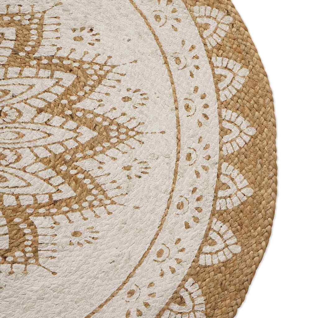 vidaXL Area Rugs Floral Natural with White Print 205 x 305 cm Jute