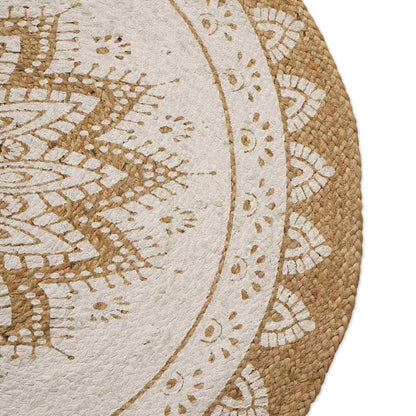vidaXL Area Rugs Floral Natural with White Print 205 x 305 cm Jute