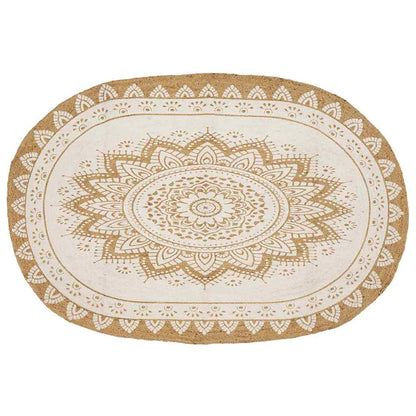 vidaXL Area Rugs Floral Natural with White Print 205 x 305 cm Jute