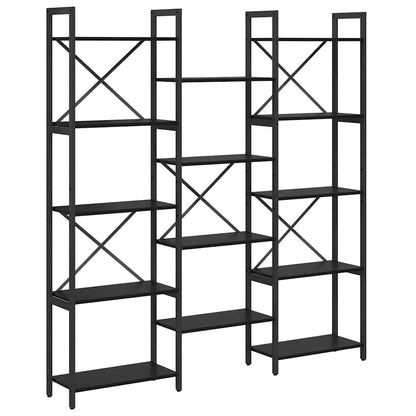 vidaXL Bookshelf 156 x 25 x 167 cm Engineered Wood Black Oak