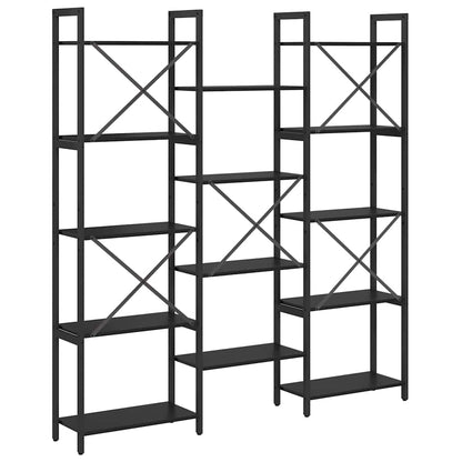 vidaXL Bookshelf 156 x 25 x 167 cm Engineered Wood Black Oak