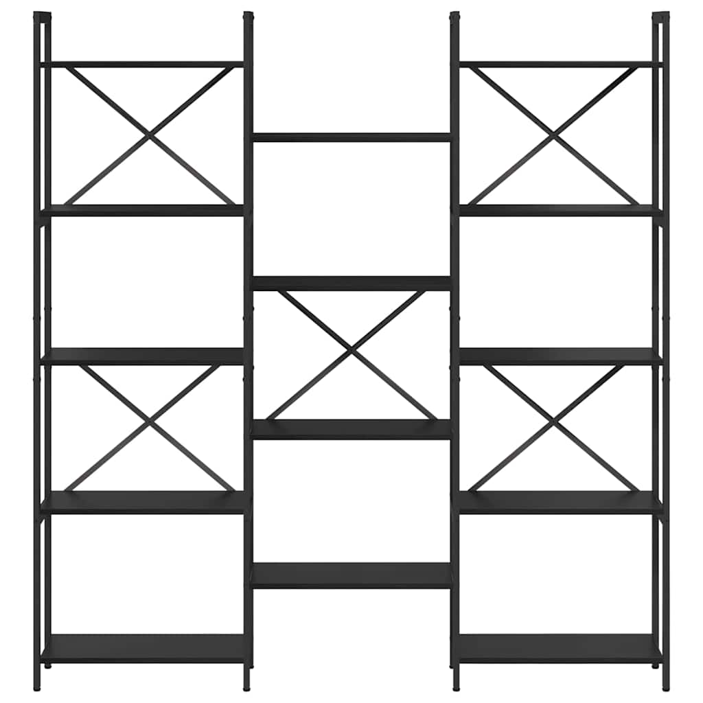 vidaXL Bookshelf 156 x 25 x 167 cm Engineered Wood Black Oak