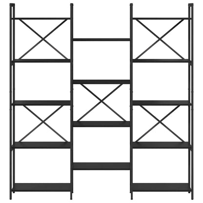 vidaXL Bookshelf 156 x 25 x 167 cm Engineered Wood Black Oak