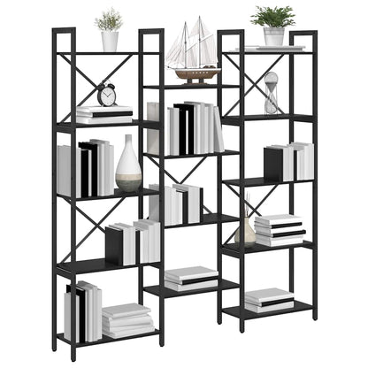 vidaXL Bookshelf 156 x 25 x 167 cm Engineered Wood Black Oak