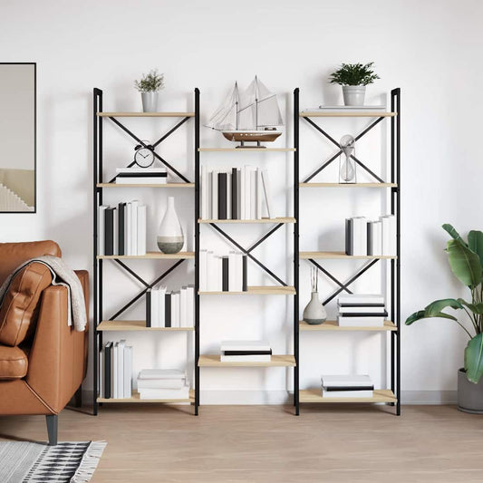 vidaXL Bookshelf 156 x 25 x 167 cm Engineered Wood Sonoma Oak