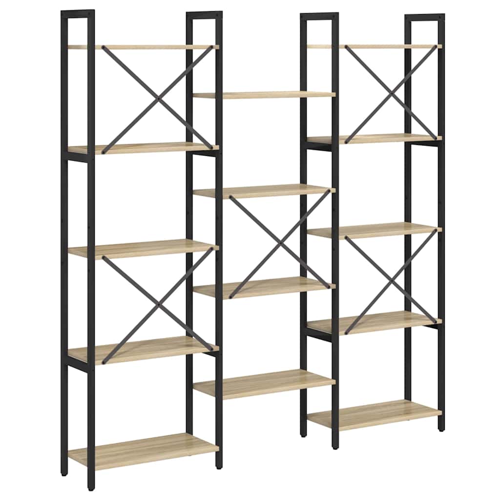 vidaXL Bookshelf 156 x 25 x 167 cm Engineered Wood Sonoma Oak