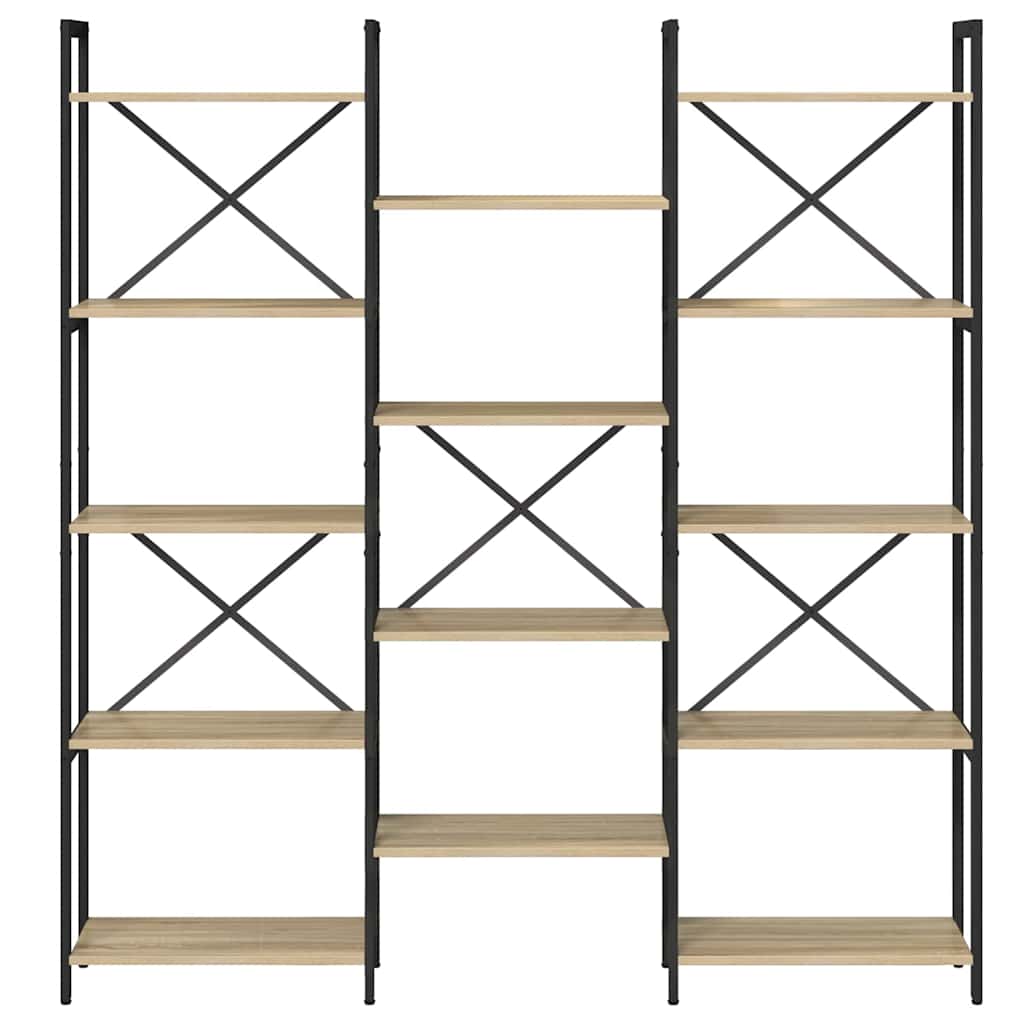 vidaXL Bookshelf 156 x 25 x 167 cm Engineered Wood Sonoma Oak