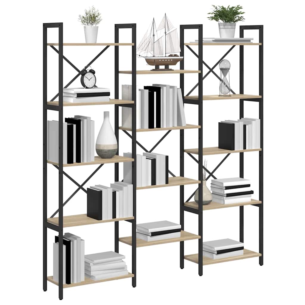 vidaXL Bookshelf 156 x 25 x 167 cm Engineered Wood Sonoma Oak
