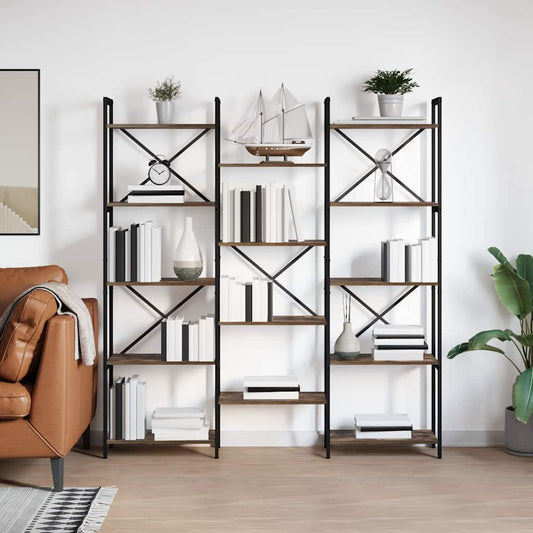 vidaXL Bookshelf 156 x 25 x 167 cm Engineered Wood Smoked Oak