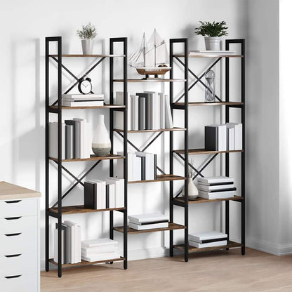 vidaXL Bookshelf 156 x 25 x 167 cm Engineered Wood Smoked Oak