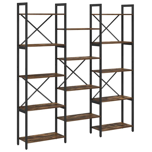vidaXL Bookshelf 156 x 25 x 167 cm Engineered Wood Smoked Oak