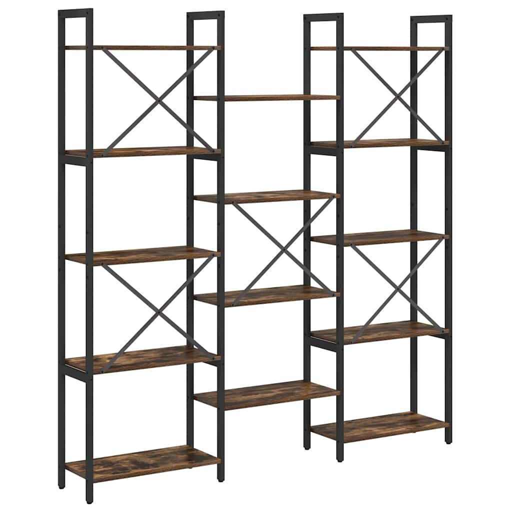 vidaXL Bookshelf 156 x 25 x 167 cm Engineered Wood Smoked Oak