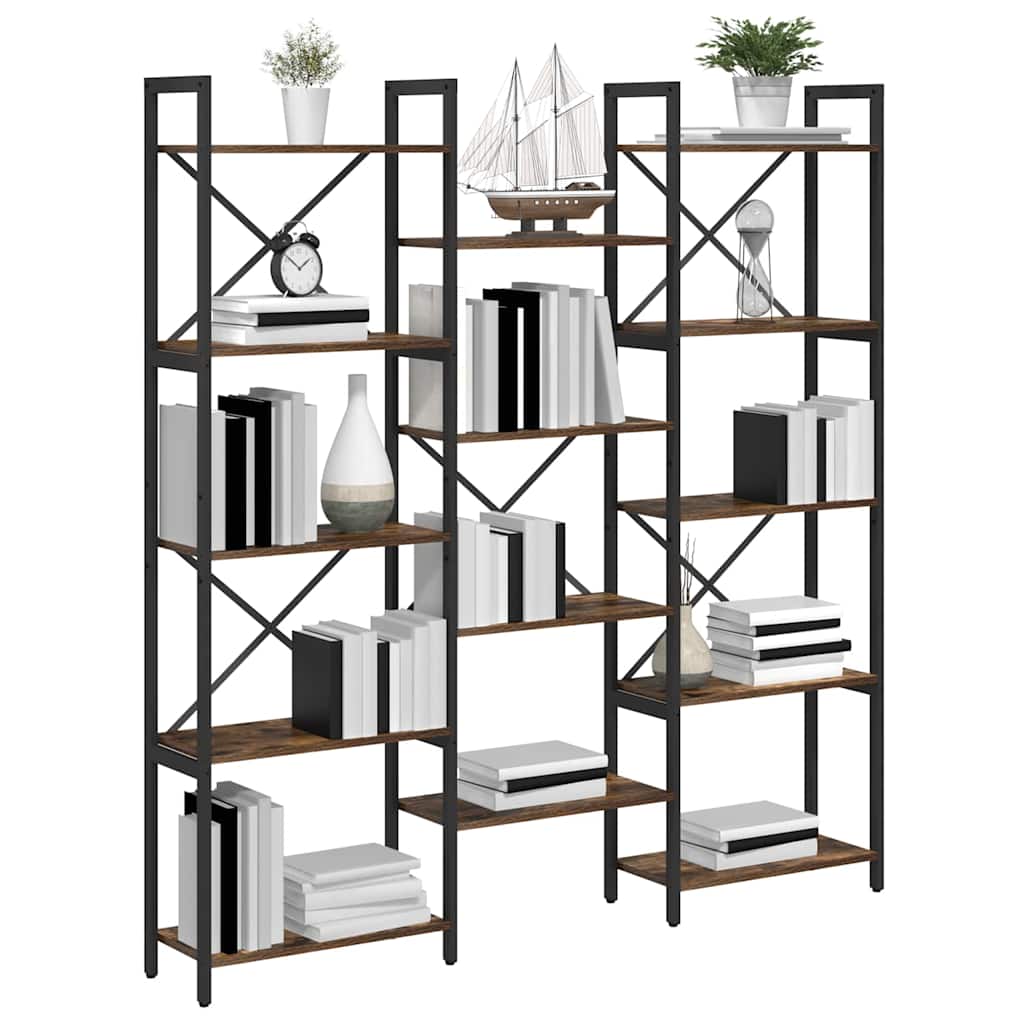 vidaXL Bookshelf 156 x 25 x 167 cm Engineered Wood Smoked Oak