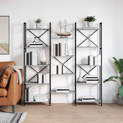 vidaXL Bookshelf 156 x 25 x 167 cm Engineered Wood Grey sonoma
