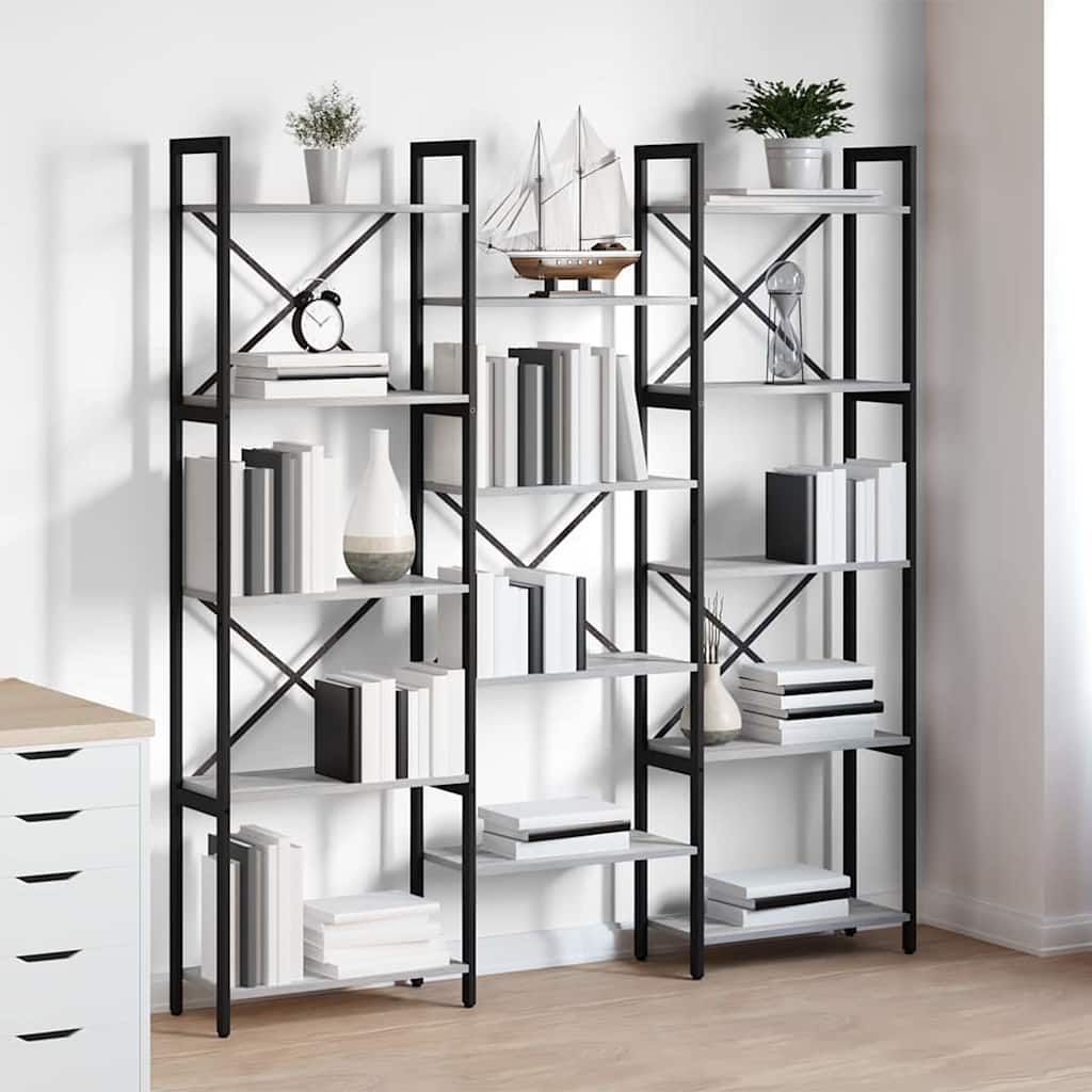 vidaXL Bookshelf 156 x 25 x 167 cm Engineered Wood Grey sonoma