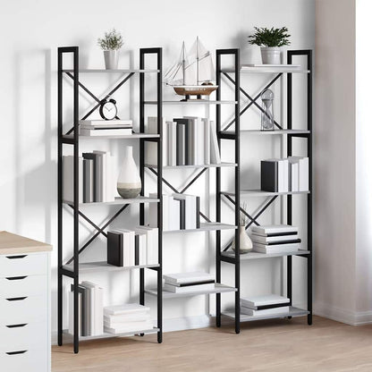 vidaXL Bookshelf 156 x 25 x 167 cm Engineered Wood Grey sonoma