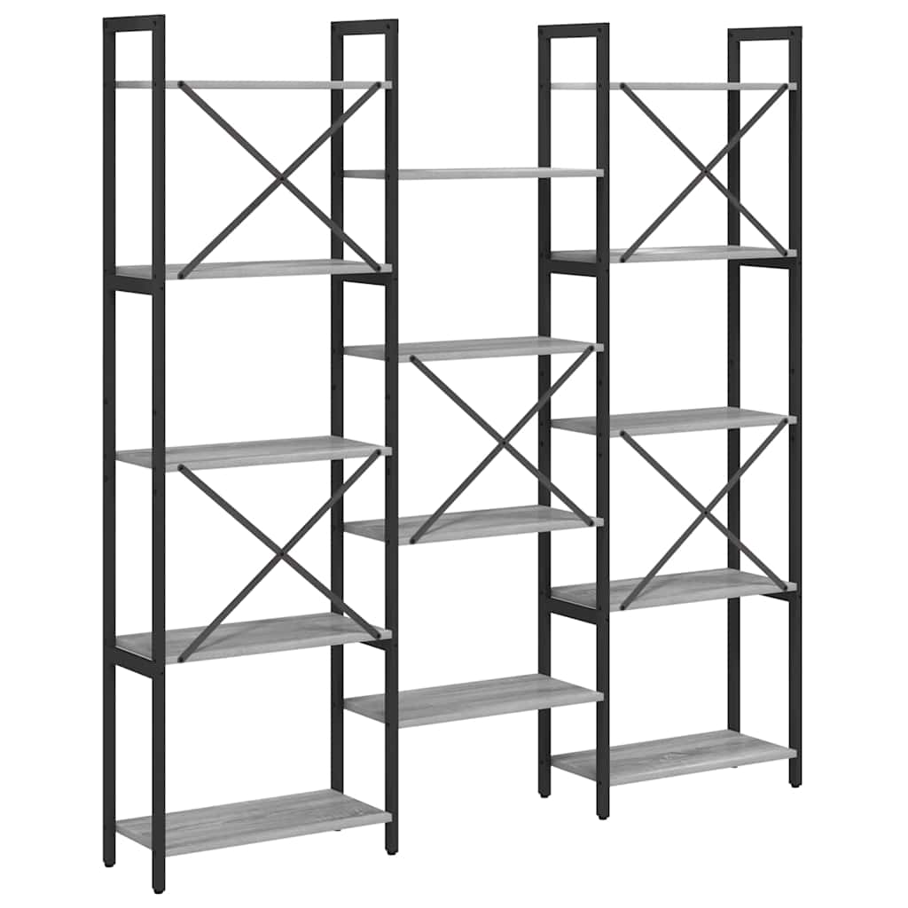 vidaXL Bookshelf 156 x 25 x 167 cm Engineered Wood Grey sonoma
