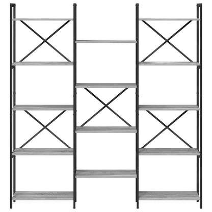 vidaXL Bookshelf 156 x 25 x 167 cm Engineered Wood Grey sonoma