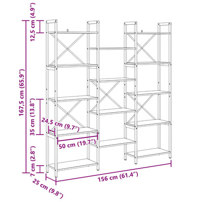 vidaXL Bookshelf Old wood 156 x 25 x 167 cm Engineered Wood