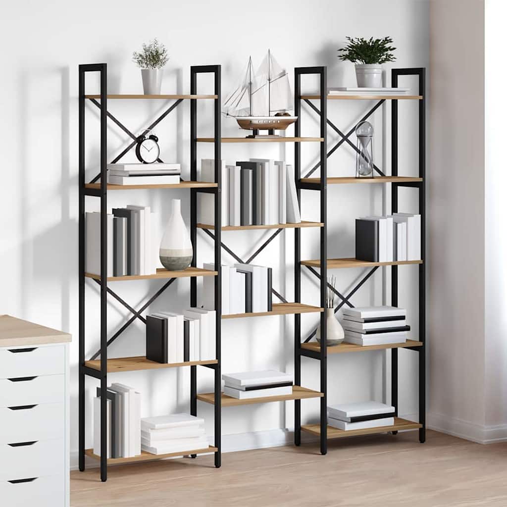 vidaXL Bookshelf 156 x 25 x 167 cm Engineered Wood Artisan Oak