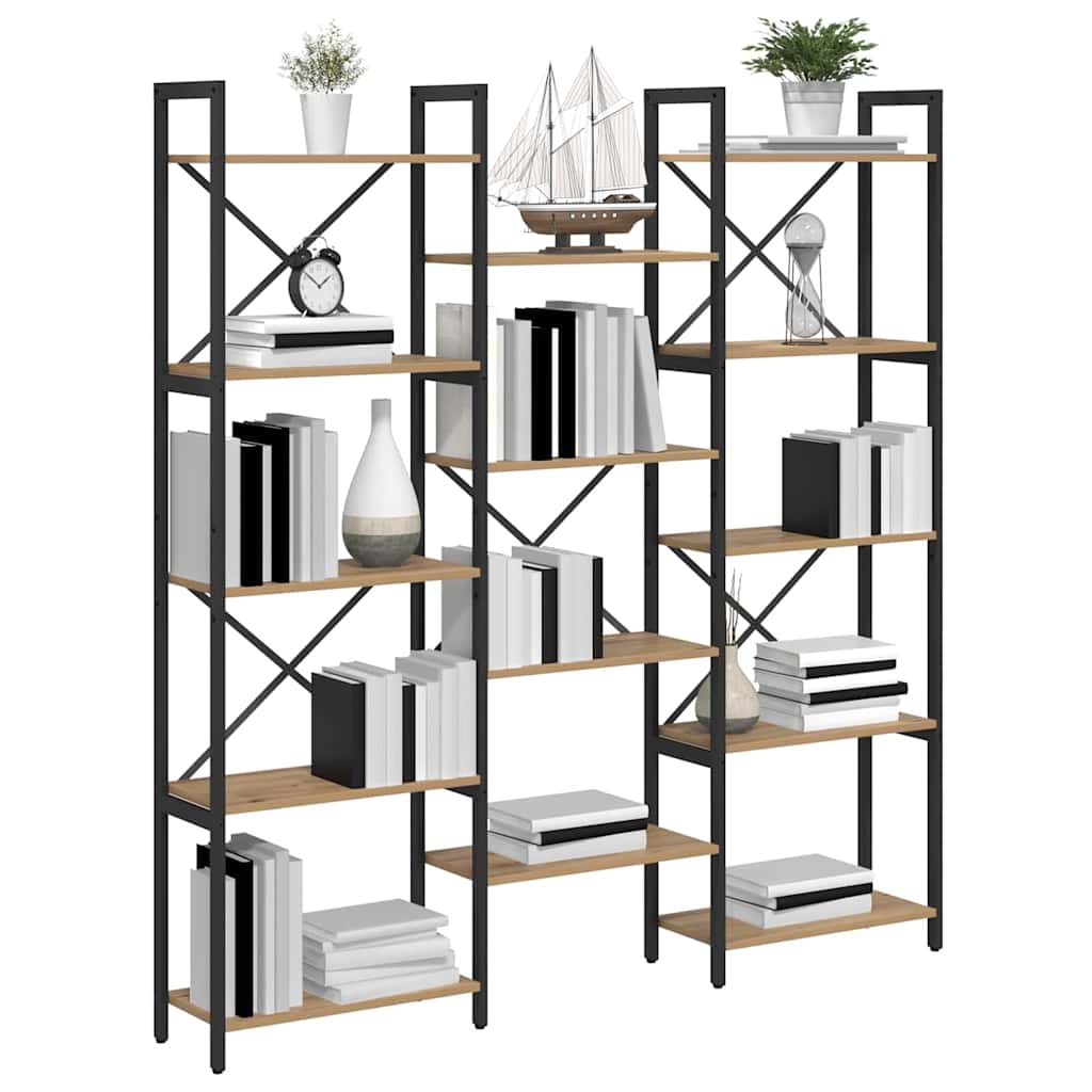 vidaXL Bookshelf 156 x 25 x 167 cm Engineered Wood Artisan Oak