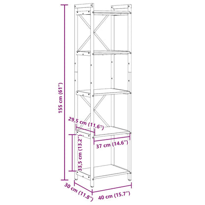 vidaXL Bookshelf Smoked Oak 40 x 30 x 155 cm Engineered Wood