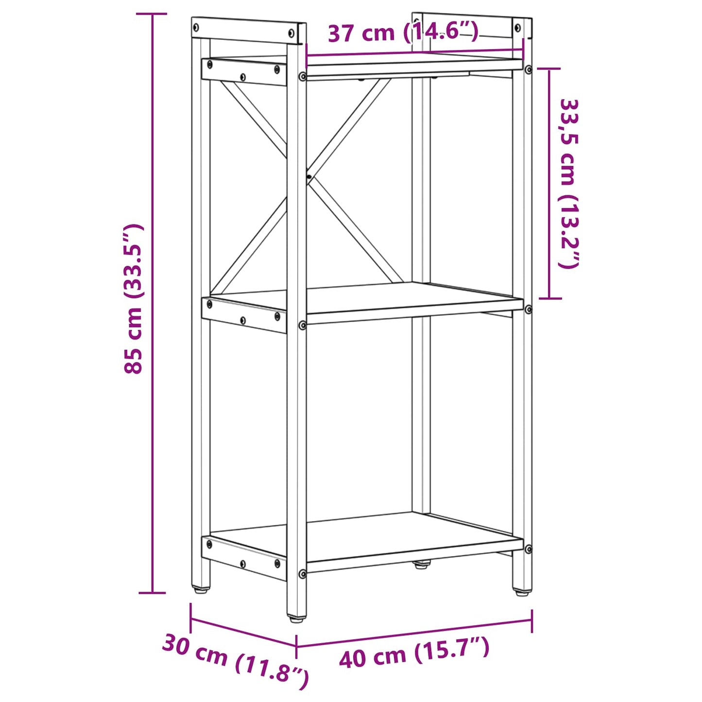 vidaXL Bookshelf Artisan Oak 40 x 30 x 85 cm Engineered Wood