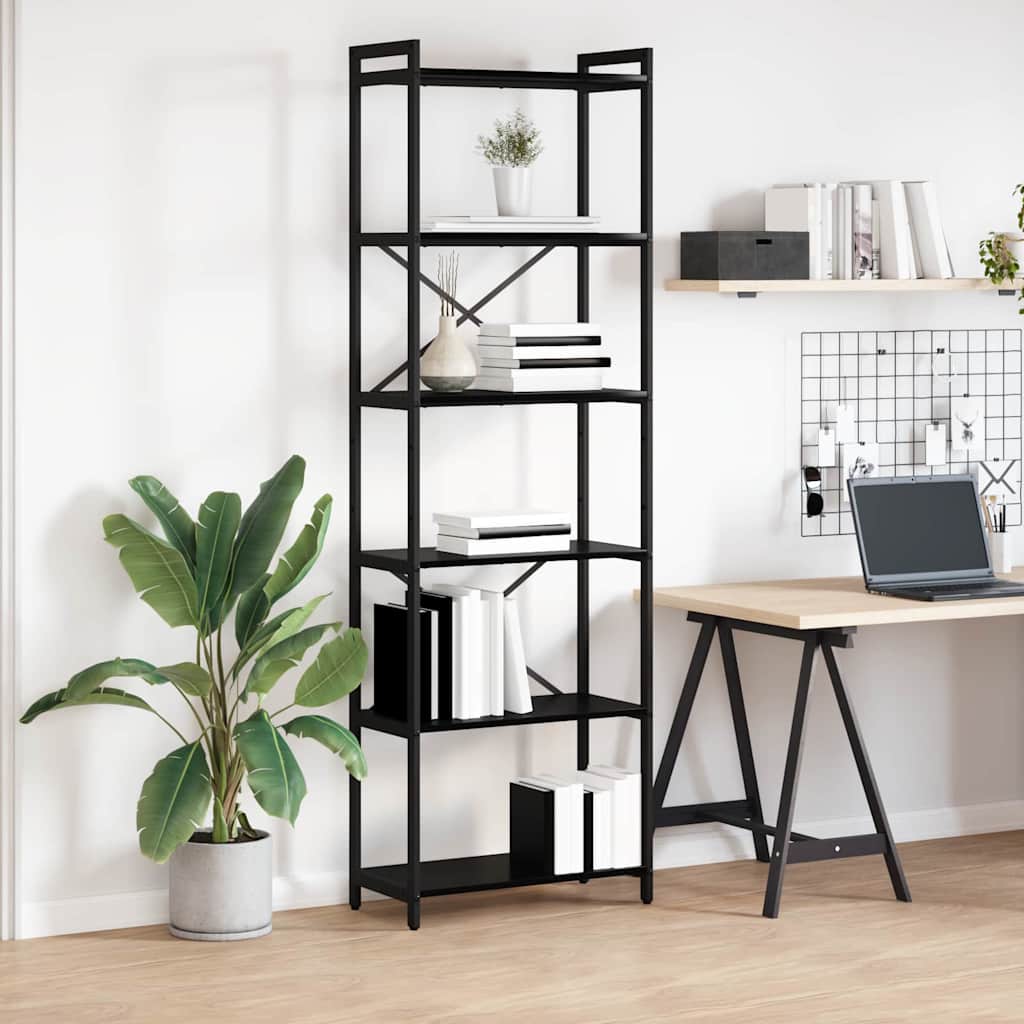 vidaXL Bookshelf 60 x 30 x 189.5 cm Engineered Wood Black Oak