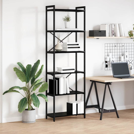 vidaXL Bookshelf 60 x 30 x 189.5 cm Engineered Wood Black Oak