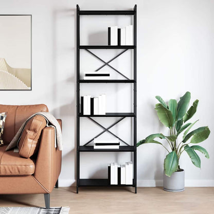 vidaXL Bookshelf 60 x 30 x 189.5 cm Engineered Wood Black Oak