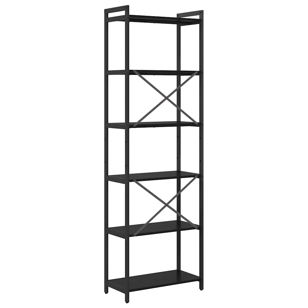 vidaXL Bookshelf 60 x 30 x 189.5 cm Engineered Wood Black Oak