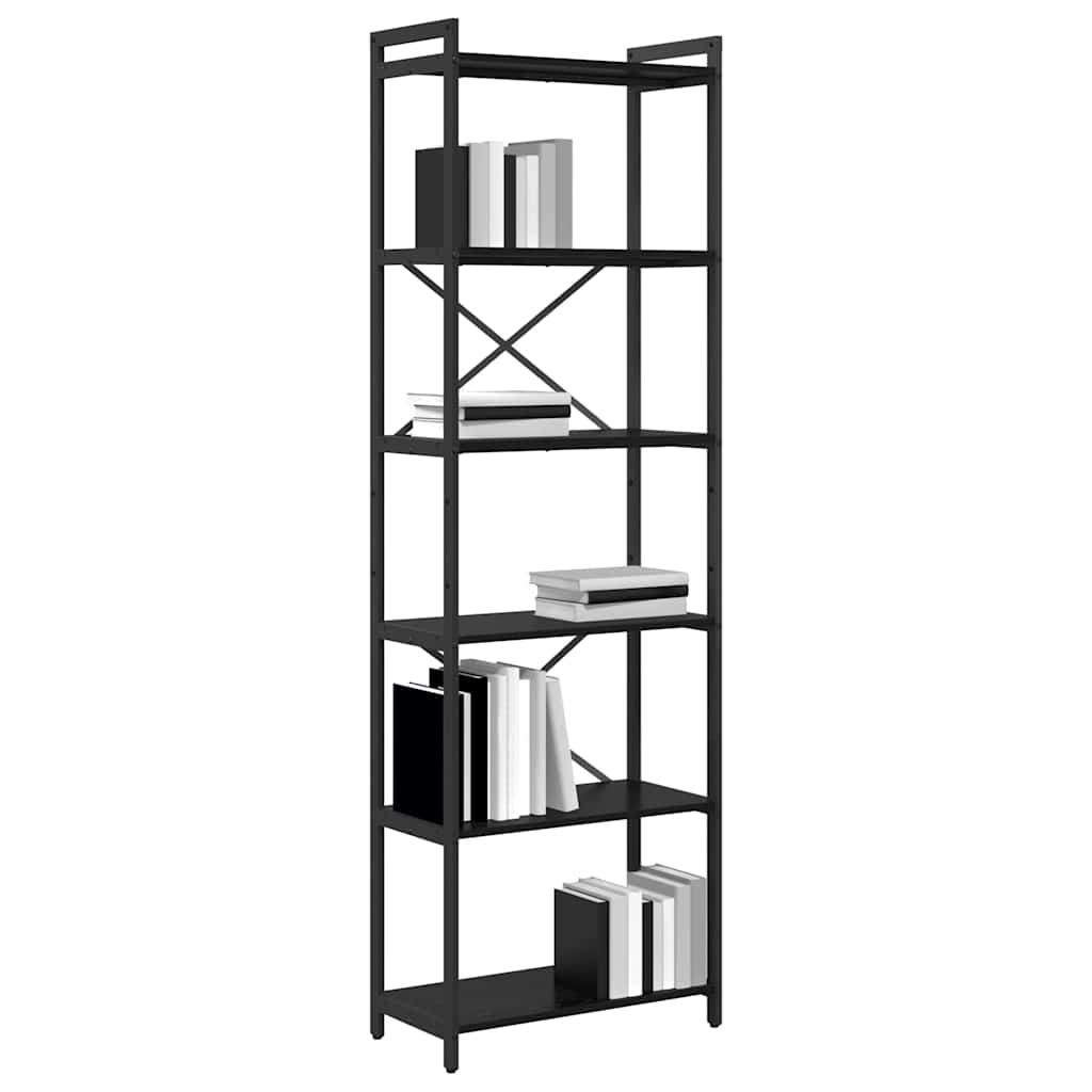 vidaXL Bookshelf 60 x 30 x 189.5 cm Engineered Wood Black Oak