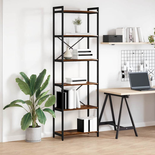 vidaXL Bookshelf 60 x 30 x 189.5 cm Engineered Wood Smoked Oak