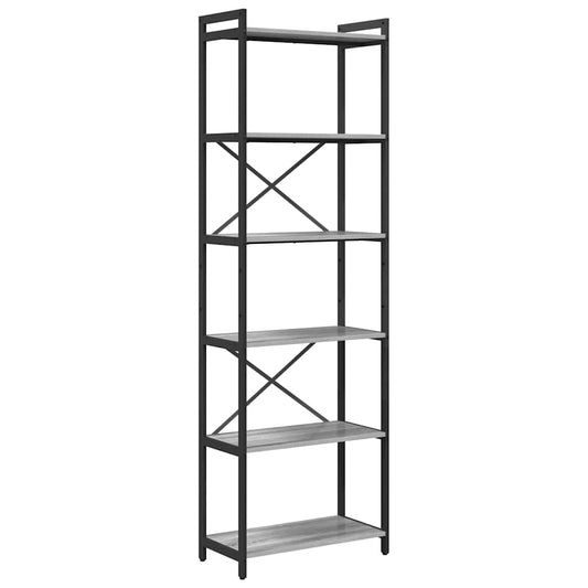 vidaXL Bookshelf 60 x 30 x 189.5 cm Engineered Wood Grey sonoma