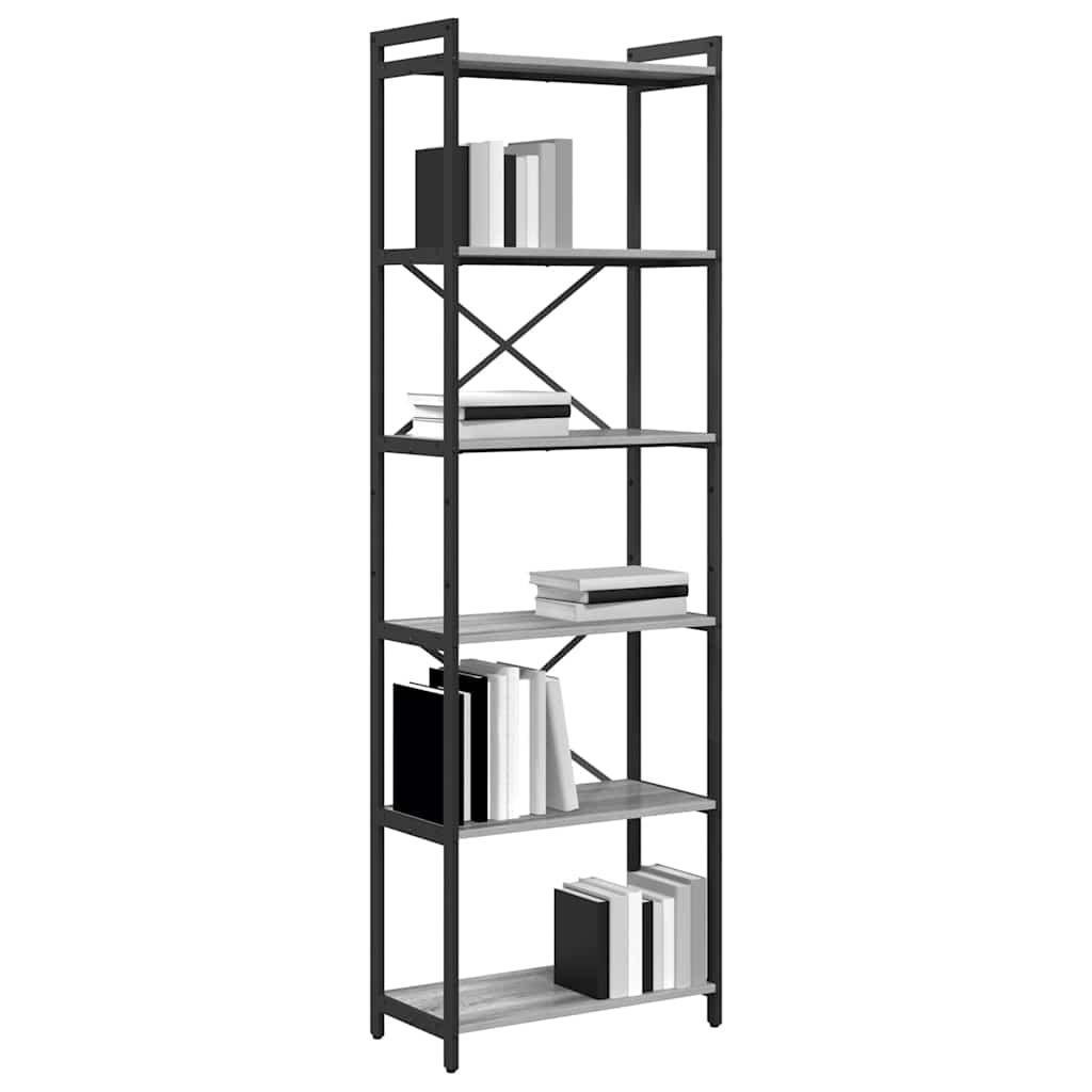 vidaXL Bookshelf 60 x 30 x 189.5 cm Engineered Wood Grey sonoma
