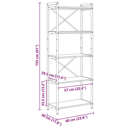 vidaXL Bookshelf Sonoma Oak 60 x 30 x 155 cm Engineered Wood