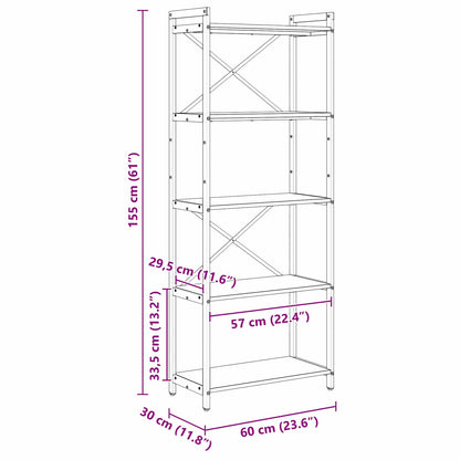 vidaXL Bookshelf Smoked Oak 60 x 30 x 155 cm Engineered Wood