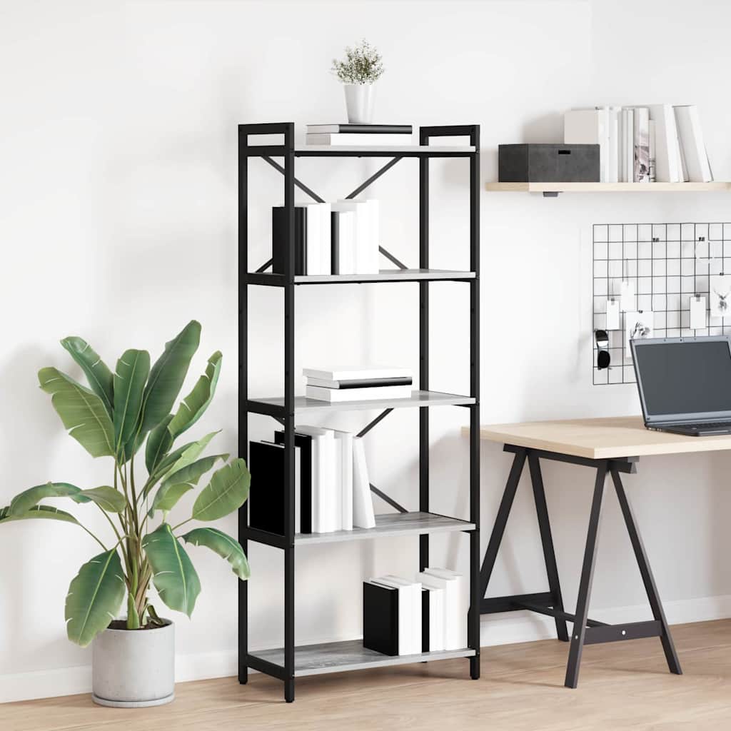vidaXL Bookshelf 60 x 30 x 155 cm Engineered Wood Grey sonoma