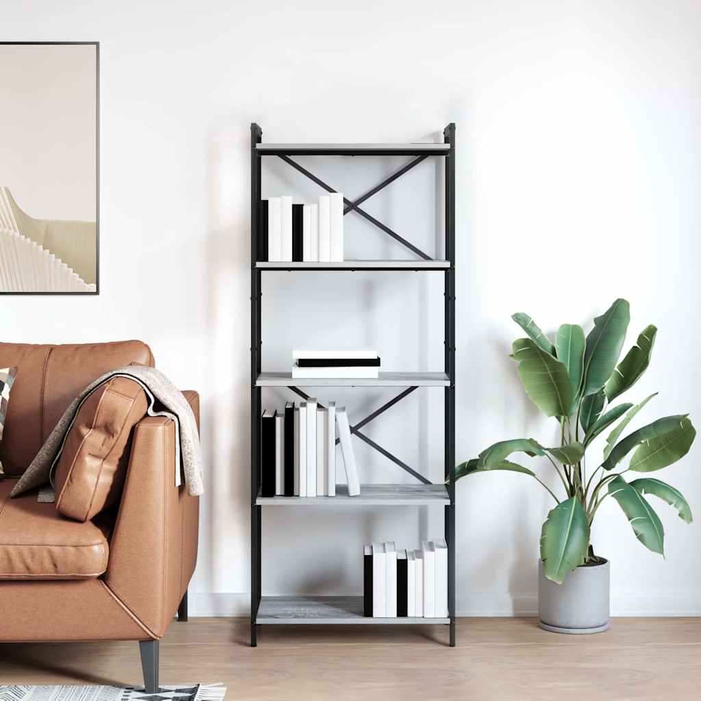 vidaXL Bookshelf 60 x 30 x 155 cm Engineered Wood Grey sonoma